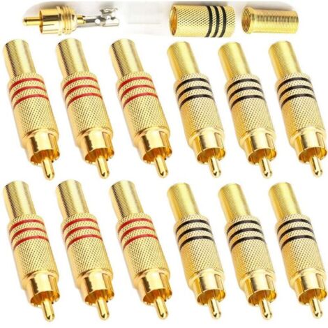 12 connecteurs RCA mâles à souder, terminaux audio pour vidéo surveillance et multimédia