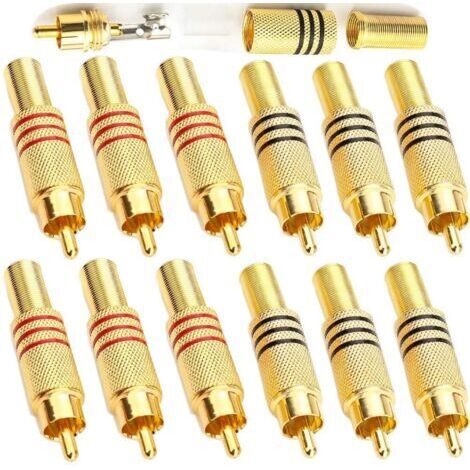 12 connettori RCA maschio per saldatura, terminali audio per videosorveglianza e multimedia