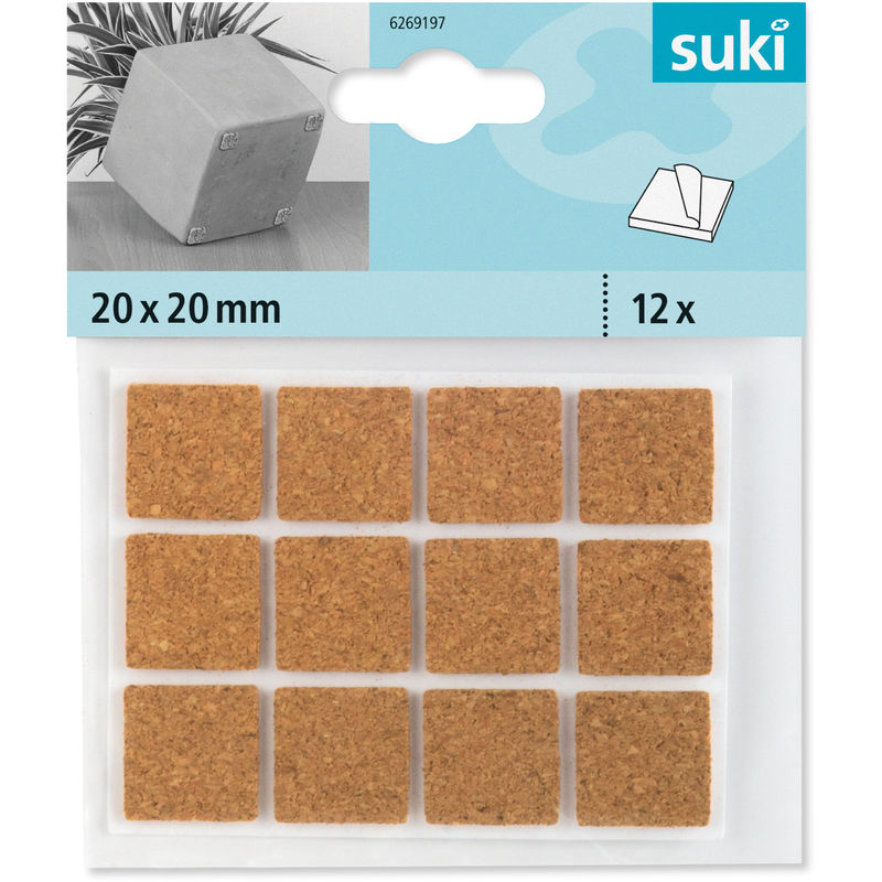 

12 Corchos adhesivos con una medida de 20x20mm