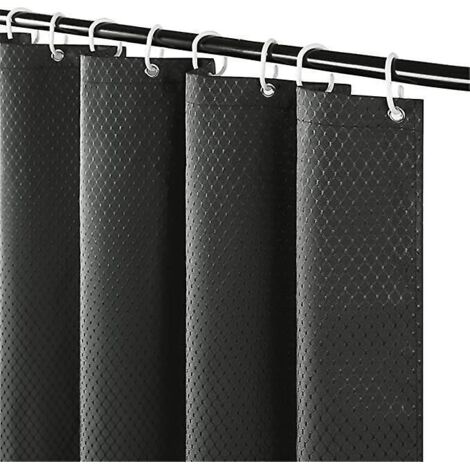 12 Crochets 180x180cm , Rideau De Douche Anti Moisissure Tissu Impermable Et Lavable Pais Petits Rideaux De Douche En Polyester Gris Fonc Gaufre P