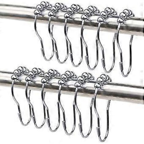 12 crochets de rideau de douche en mtal antirouille pour barre de douche de salle de bain (nickel blanc)