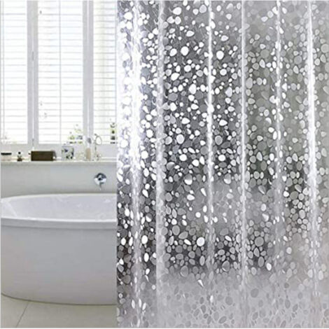 12 Crochets Douche Anti-Moisissure Rideau Douche EVA Anti-Moisissure 3D Rideau Douche Rideau Douche Transparent avec ,Impermable Antibacterial, pour Baignoire, Salle de Bain