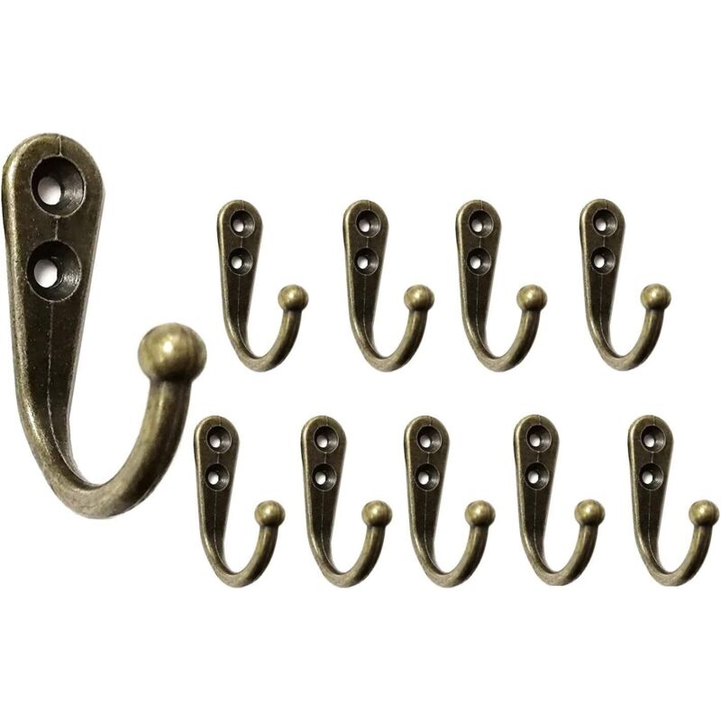 12 crochets muraux laiton bronze, simples, à visser, pour vêtements, serviettes, chapeaux, clés, tasses