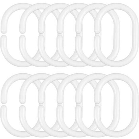 12 crochets pour rideau de douche, faciles à installer, grande capacité de charge, surface lisse, adaptés aux rideaux de douche.