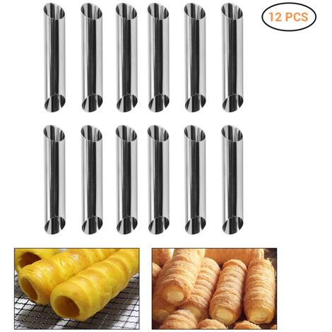 12 Croissantformen aus Edelstahl für die Gebäckherstellung, Spritztüllen für Sahne und Schokolade, Backwerkzeuge