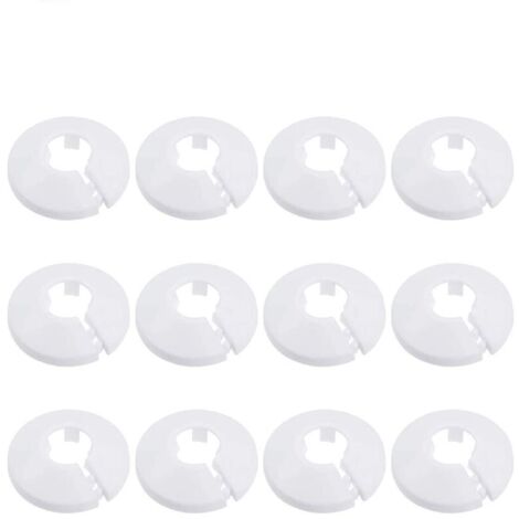 12 cubiertas para tuberías, cubiertas para radiadores, cubiertas para tuberías de plomería, abrazaderas para radiadores, para tuberías de agua caliente de 15 mm y coronas de radiador - Blanco
