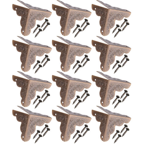12 Eckenschützer aus Bronze-Eisen für dekorative Schmuckkästchen aus Holz