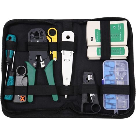 12 en 1 Crimpadora RJ45,Comprobador de Cable de Red RJ45 Network Tool Kits Red Profesional Mantenimiento de la Computadora LAN Cable Tester Herramientas de Reparación