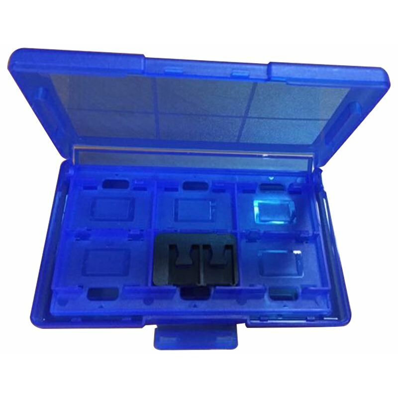 Tlily - 12-en-1 Etui de Protection en Plastique Boite de Rangement de Cartes de Jeu pour Switch - Bleu