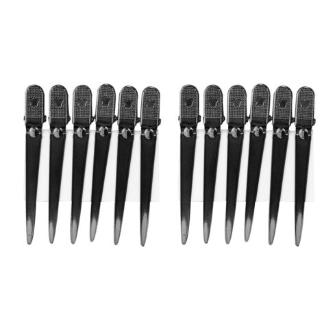 12 Épingles à Cheveux Noires pour Salon, Boîte de 12 Pinces de Sectionnement Coiffure