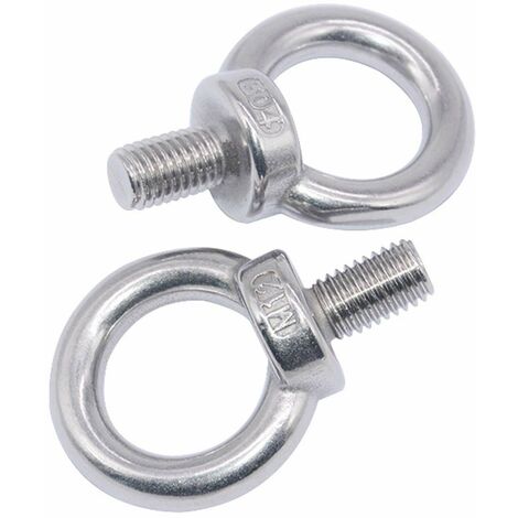 12Pcs M6 Stainless Steel Eye Bolt with Nut and Washers Long Shank