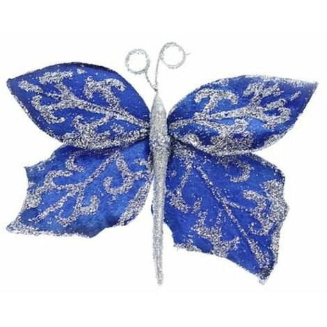 12 Farfalle Large - colore blu - addobbo natalizio decorazione