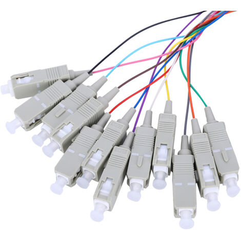 12-Faser-Multimode-Pigtail-Kabel 62,5/125, UPC-Anschluss, PVC-Mantel, Transportklasse