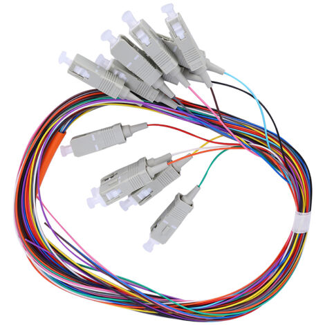 12-Faser-Multimode-Pigtail-Kabel 62,5/125, UPC-Stecker, PVC-Mantel, Transportklasse