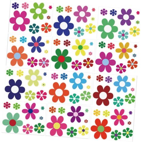12 feuilles Autocollants Muraux Fleurs Vintage DIY Décorations Murales pour