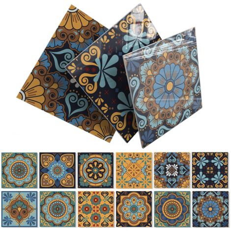 12 Feuilles De 15 X 15 Cm, Autocollants Muraux Auto-AdhéSifs Pour Carreaux De Style EuropéEn, Papier Peint ImperméAble Et RéSistant à L'Huile Pour Chambre à Coucher Papier Peint Pour Animaux De Compag