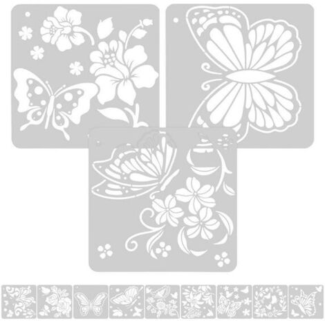 12 feuilles de pochoir papillon pour peinture et loisirs créatifs