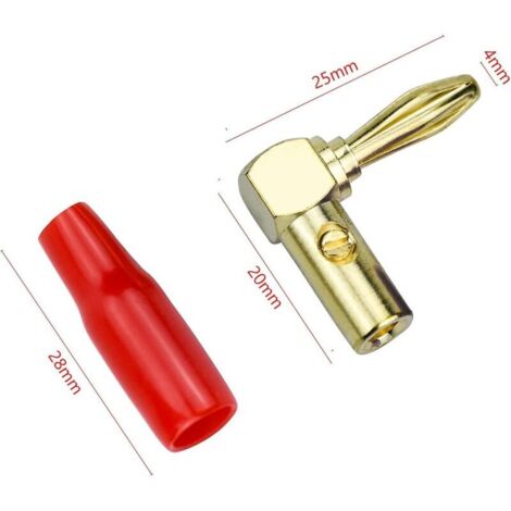 12 fiches banane à 90 degrés, connecteurs banane en cuivre pur plaqué or en forme de L de 4 mm pour câble de haut-parleur, récepteurs audio/vidéo, amplificateurs