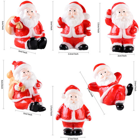 12 Figurines Miniatures de Noël en Résine, Décorations de Table Père Noël, Idées Cadeaux pour Enfants et Amis