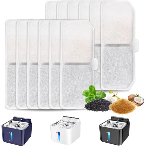 12 Filtre Fontaine, Charbon Actif, Résine, Non Tissé, Pour Chat, Chien