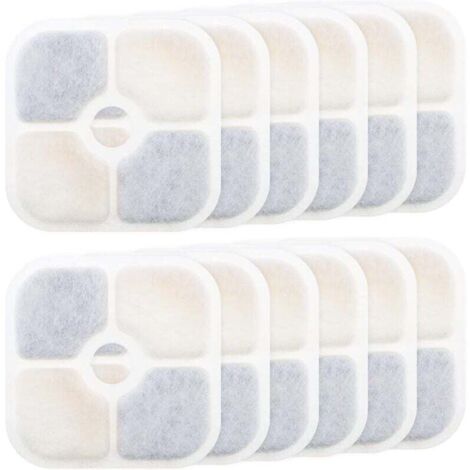 12 filtri di ricambio per fontanella per animali domestici compatibili con i filtri per fontanella per gatti Catit PIXI 43717, accessori per distributori d'acqua, 8,4x8,4 cm