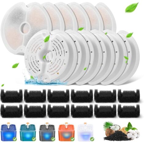 12 filtri per fontanella per gatti, adatti a fontanelle ultra silenziose da 2 litri (67 oz), con luce notturna a LED e triplo sistema di filtrazione.