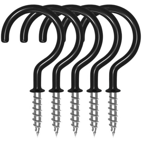 12 ganchos metálicos para techo, para atornillar en baños, cocinas y garajes, color negro.