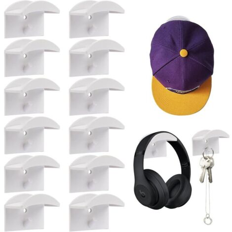 12 ganci adesivi da parete per cappelli (bianchi), portaoggetti per ganci per cappelli, adatti per porte, camere da letto, ingressi