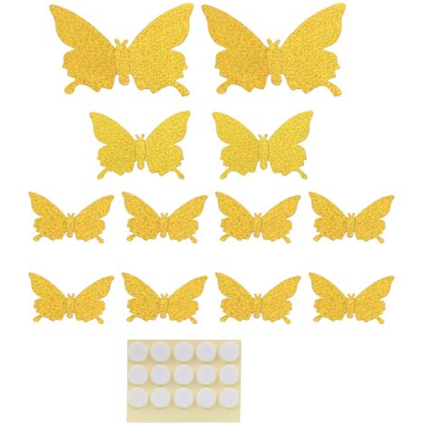 12 glänzende 3D-Gold-Wandaufkleber für Wohnzimmer, Heimdekoration, Hochzeit, Metallic-Tapete