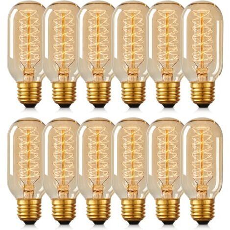 12 Glühbirnen T45 Edison 40W Lampe Wolfram Retro Spirale 220V