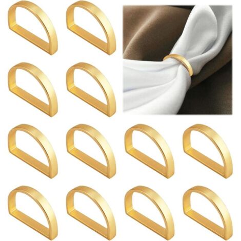 12 goldene Serviettenringe für Tischdekorationen bei Hochzeiten, Geburtstagen, Jubiläen und Dinnerpartys