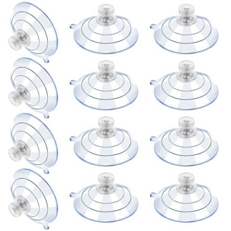 12 Grandes Ventouses en Plastique Anti-Collision Transparente en Caoutchouc Vis Écrou en Métal Ventouse Solide en PVC (60M5-10)