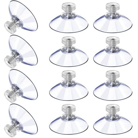 12 Grandes Ventouses Ventouses en Plastique Ventouse Anti-Collision Transparente en Caoutchouc Vis Écrou en Métal Ventouse Solide en PVC Transparent Remplacement avec Écrou de Vis (40M5-10)