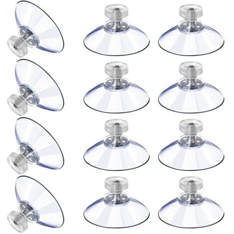 12 Grandes Ventouses Ventouses en Plastique Ventouse Anti-Collision Transparente en Caoutchouc Vis Écrou en Métal Ventouse Solide en PVC Transparent Remplacement avec Écrou de Vis (40M5-10)
