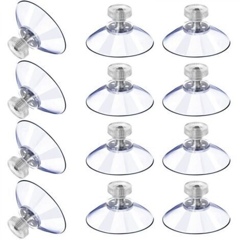 12 Grandes Ventouses Ventouses en Plastique Ventouse Anti-Collision Transparente en Caoutchouc Vis Écrou en Métal Ventouse Solide en PVC Transparent Remplacement avec Écrou de Vis (40M5-10)