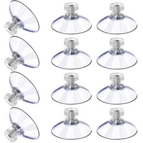 12 Grandes Ventouses Ventouses en Plastique Ventouse Anti-Collision Transparente en Caoutchouc Vis Écrou en Métal Ventouse Solide en PVC Transparent Remplacement avec Écrou de Vis (40M5-10)