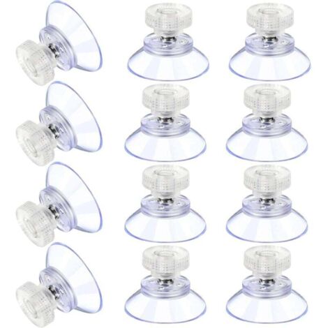 12 große Saugnäpfe, Saugnäpfe aus Kunststoff, transparente, stoßfeste Gummisaugnäpfe, Metallschraubenmuttern, massive, transparente PVC-Saugnäpfe, Ersatz mit Schraubenmuttern