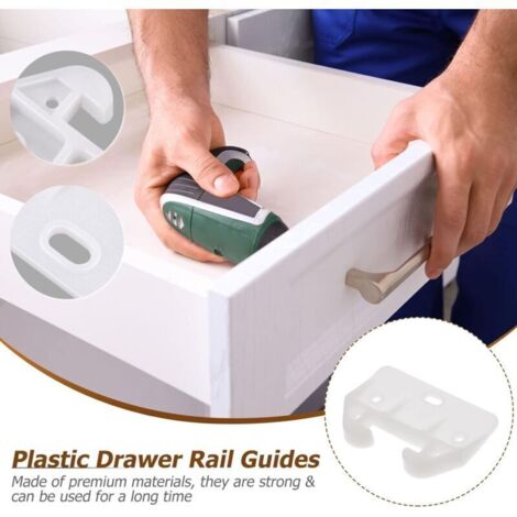 12 Guides de Tiroir en Plastique Blanc pour Meubles – Compatible avec Commodes, Huches et Tables de Chevet – Système de Glissière de Remplacement