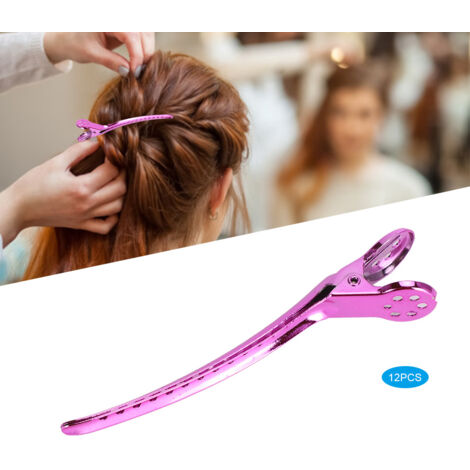 12 Haarspangen aus Edelstahl für Friseure – Pink