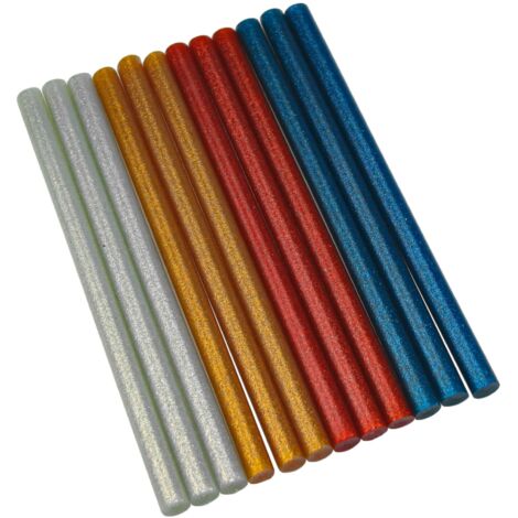 12 Heißkleber Klebesticks 11,2mm x 200mm farbig glitzer