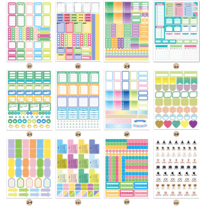 

Asupermall - 12 hojas de pegatinas esenciales planificador semanal diario planificador de pegatinas notas adhesivas para DIY calendario planificador