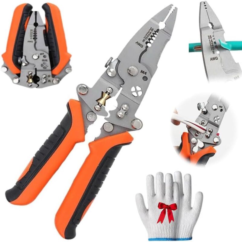 12 In 1 Foldable Wire Stripper,12 In 1 Multifunctional Wire Stripper Crimper Cable Cutter Pliers,New Electrician Pliers Tools And Cable Stripper,For