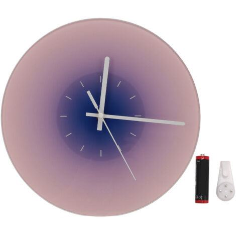 12 Inch Glass Wall Clock Silent Sweep Movement Battery Operated Round Wall Clock for Living Room Bedroom Office Gradient Blue