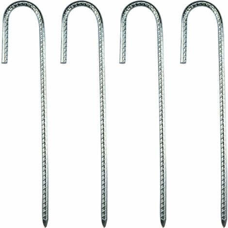 12 Inch Metal Heavy Duty Galvanized Steel Tent Pegs, Tent Pegs Garden Pegs, Fixing Pegs with J-Hook for Marquees, Gazebos, Trampolines, Tents