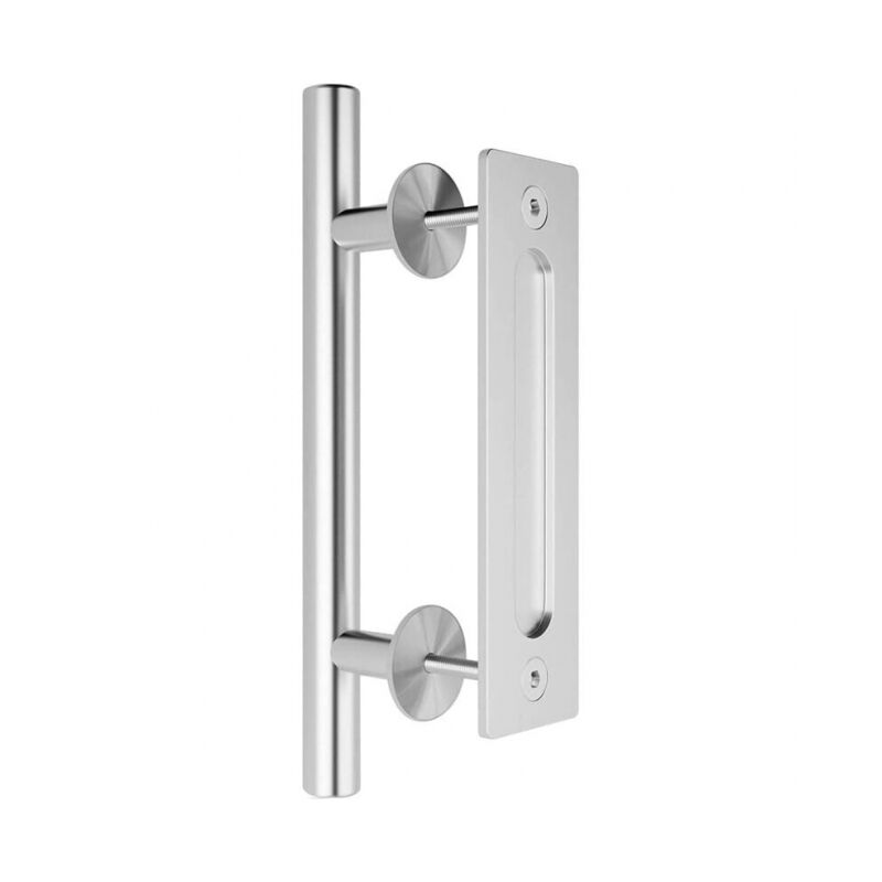 Cyslmuk - 12 Inches Poignée de porte coulissante double face en acier inoxydable invisible pour porte coulissante en bois