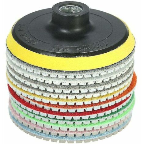 12 jeux de tampons abrasifs diamantés de 4 pouces (2 pièces chacune pour grain 30/50 + grain 100/200/400/800/1500/3000/6000 chacune 1 pièce + 1 disque de ponçage)