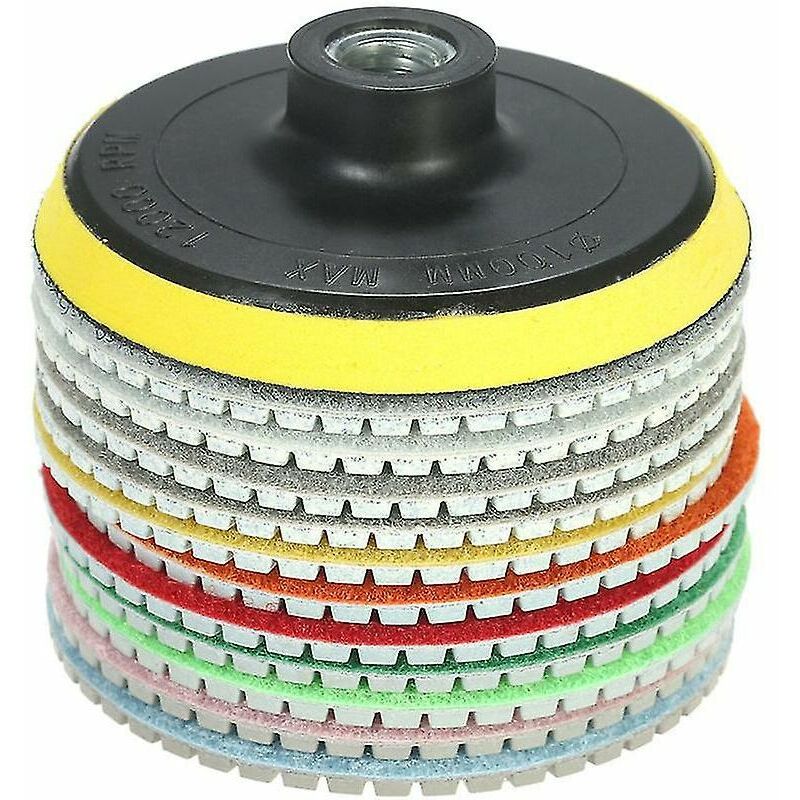 12 jeux de tampons abrasifs diamantés de 4 pouces (2 pièces chacune pour grain 30/50 + grain 100/200/400/800/1500/3000/6000 chacune 1 pièce + 1