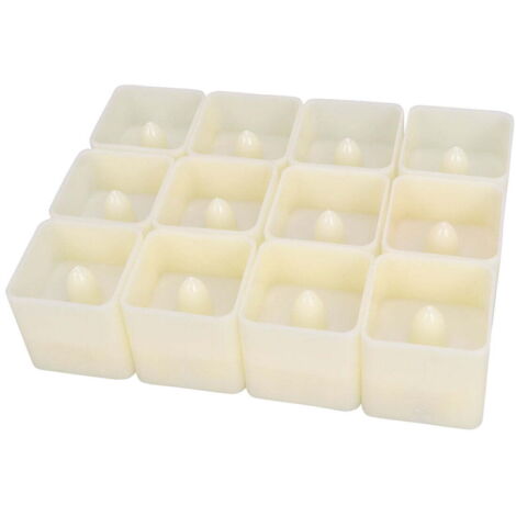 12 lampes bougies carrées à effet bougie, bougies chauffe-plat électroniques sans flamme, décorations de fête, maison, bar, café - Paillettes jaunes (blanc)