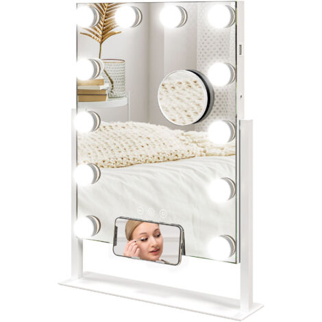 12 LED bulb Tabletop Makeup Mirror, with Adjustable Settings