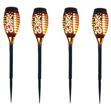 12 LED-Solarleuchten, 54 cm, Gartendekoration mit Flackerlicht – 4er-Pack